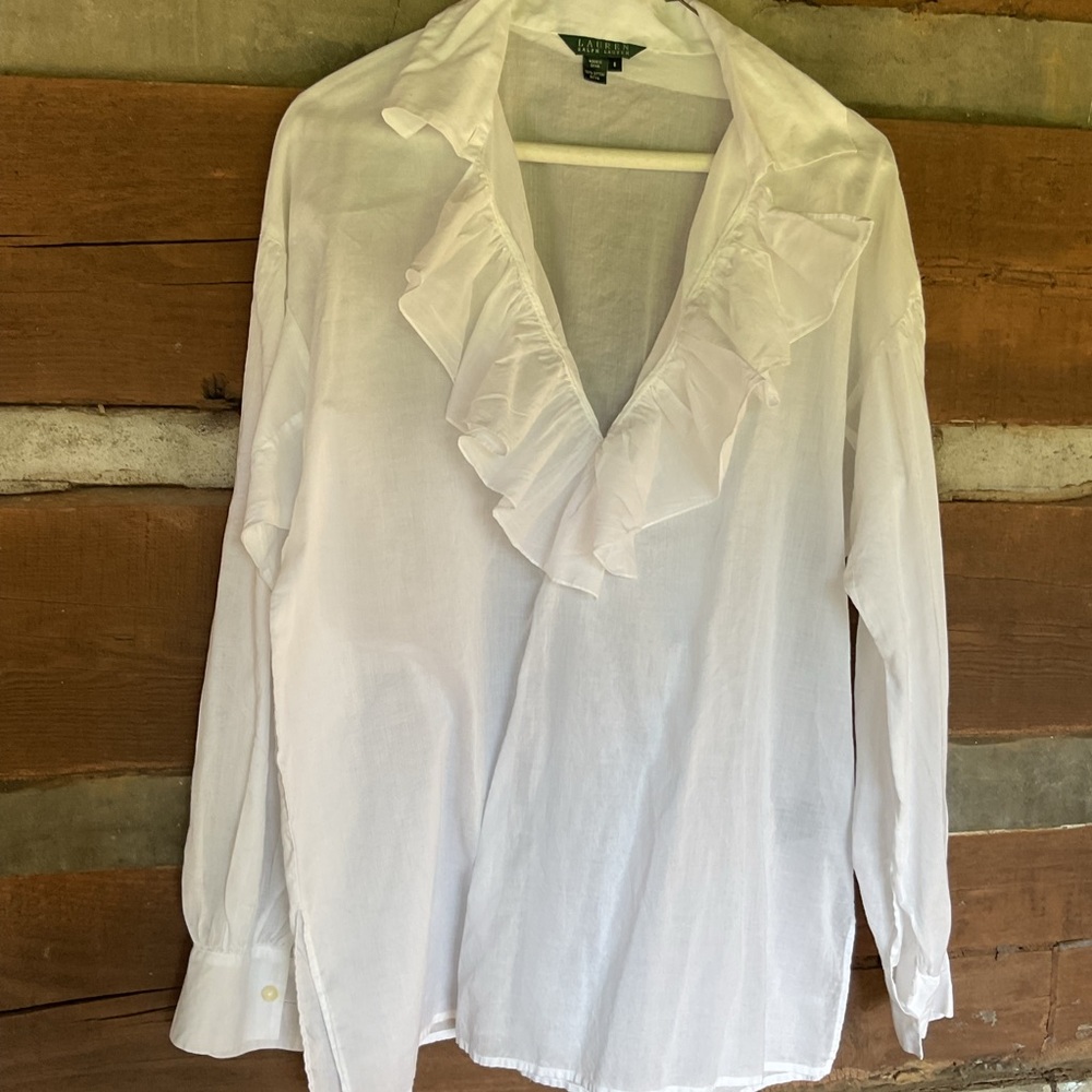 Ralph Lauren Classic Poets  6 White Cotton Blouse See photos for measurements